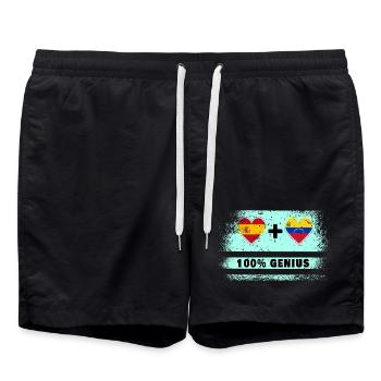 Spanien und Venezuela Flagge 100% genial - Badeshorts - Schwarz - Vorne - AI Model Male 185 light (185cm)