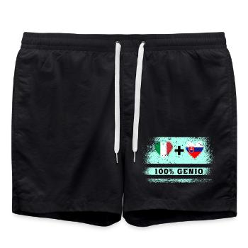 Italy and Slovakia 100% genius flag - Swim Trunks - black - Front - AI Model Male 185 light (185cm)
