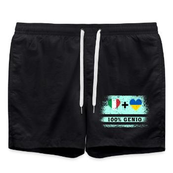Italy and Ukraine 100% genius flag - Swim Trunks - black - Front - AI Model Male 185 light (185cm)