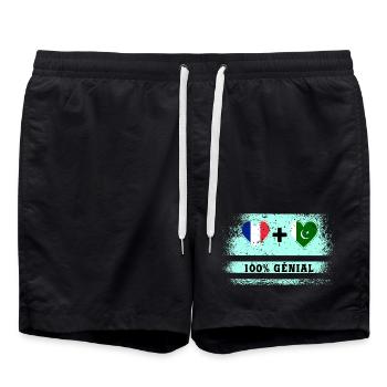 Flag of France and Pakistan 100% awesome - Swim Trunks - black - Front - AI Model Male 185 light (185cm)