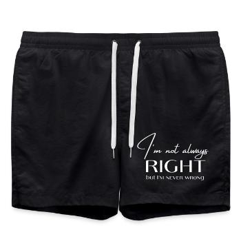 Not Always Right Typography Tee - Swim Trunks - black - Front - AI Model Male 185 light (185cm)