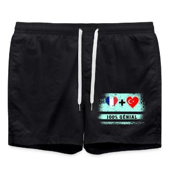Flagge Frankreich und Türkei 100% genial - Badeshorts - Schwarz - Vorne - AI Model Male 185 light (185cm)