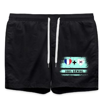 Frankreich Flagge und Südkorea 100% genial - Badeshorts - Schwarz - Vorne - AI Model Male 185 light (185cm)