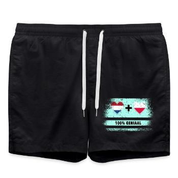 Pologne et Pays-Bas Drapeau 100% Genius - Short de bain - noir - Devant - AI Model Male 185 light (185cm)