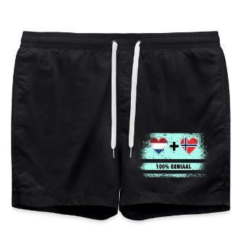 Drapeau 100% Genius de la Norvège et des Pays-Bas - Short de bain - noir - Devant - AI Model Male 185 light (185cm)