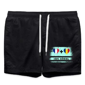 Drapeau de la France et de la Roumanie 100% génial - Short de bain - noir - Devant - AI Model Male 185 light (185cm)