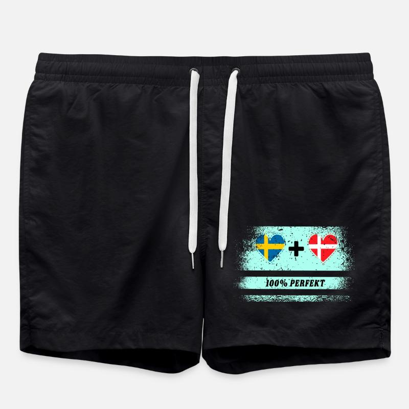 Dänemark und Schweden 100% perfekt / Geschenk - Badeshorts - Schwarz