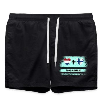 Drapeau 100% Genius de la Finlande et des Pays-Bas - Short de bain - noir - Devant - AI Model Male 185 light (185cm)