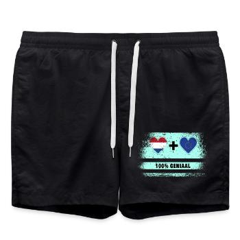 Drapeau 100% Genius de l’Europe et des Pays-Bas - Short de bain - noir - Devant - AI Model Male 185 light (185cm)