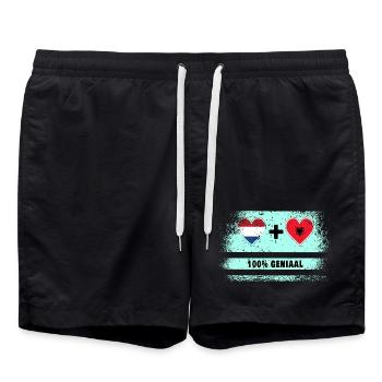 Pays-Bas et Albanie 100% Genius flag - Short de bain - noir - Devant - AI Model Male 185 light (185cm)