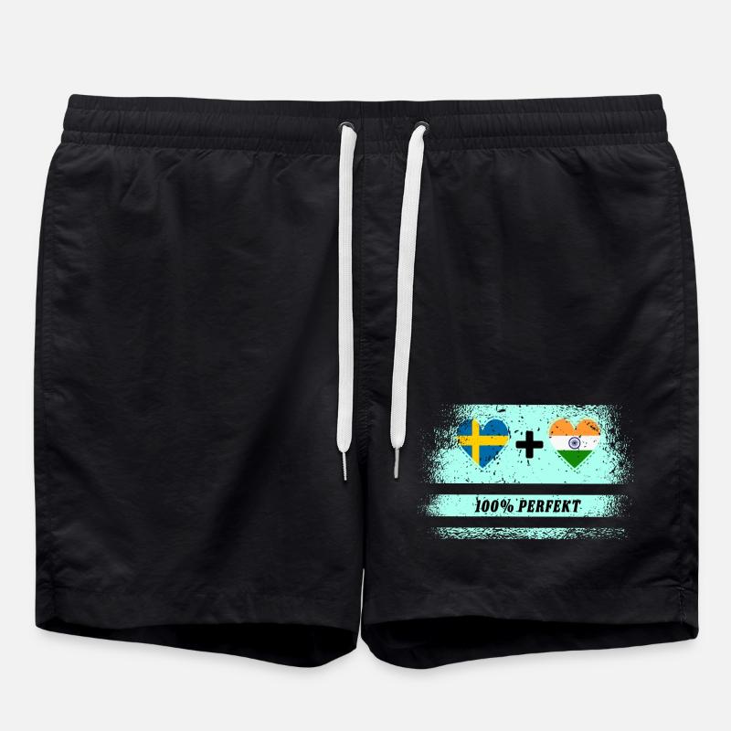 Indien und Schweden 100% perfekt / Geschenk - Badeshorts - Schwarz