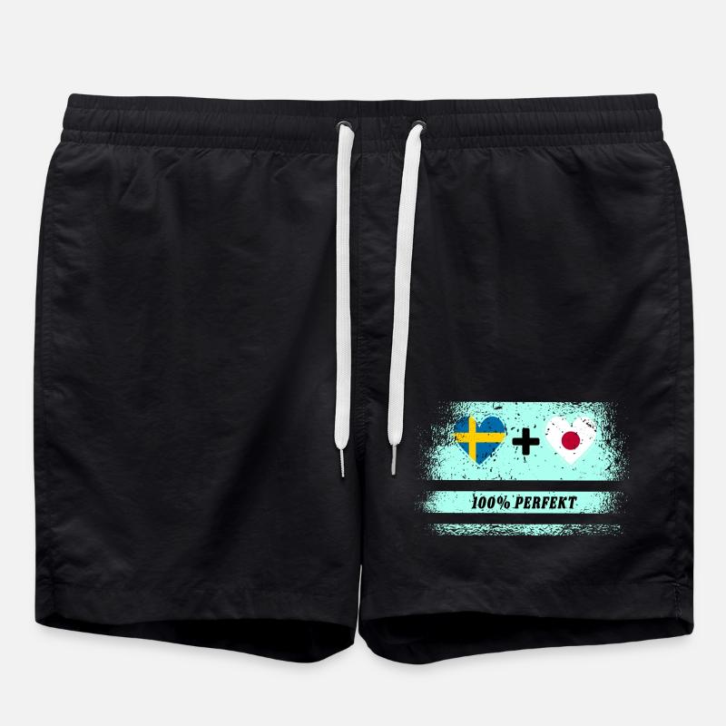 Japan and Sweden 100% perfect / gift - Swim Trunks - black