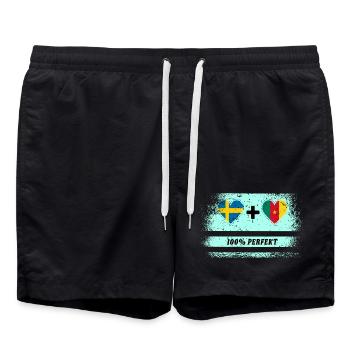 Cameroun et Suède 100% Parfait / Cadeau - Short de bain - noir - Devant - AI Model Male 185 light (185cm)