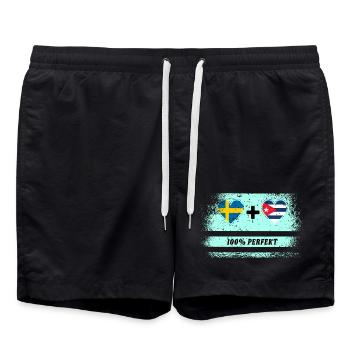 Cuba et Suède 100% parfait / cadeau - Short de bain - noir - Devant - AI Model Male 185 light (185cm)