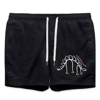 Dinosaurier Stegosaurus Dino Liniengrafik - Badeshorts - Schwarz - Vorne - AI Model Male 185 light (185cm)