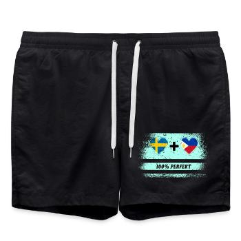 Philippines et Suède 100% parfait / cadeau - Short de bain - noir - Devant - AI Model Male 185 light (185cm)