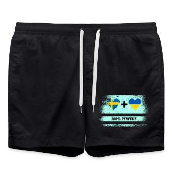 Ukraine et Suède 100% parfait / cadeau - Short de bain - noir - Devant - AI Model Male 185 light (185cm)
