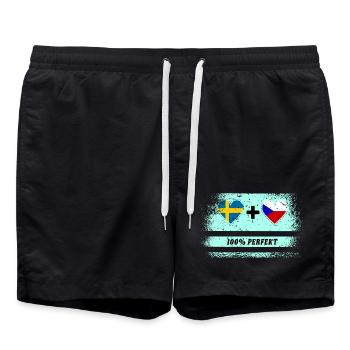 République tchèque et Suède 100% Parfait / Cadeau - Short de bain - noir - Devant - AI Model Male 185 light (185cm)