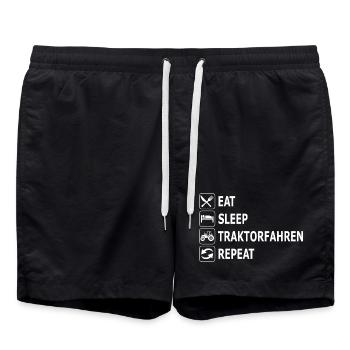 eat sleep traktorfahren repeat, Traktor, Landwirt - Badeshorts - Schwarz - Vorne - AI Model Male 185 light (185cm)