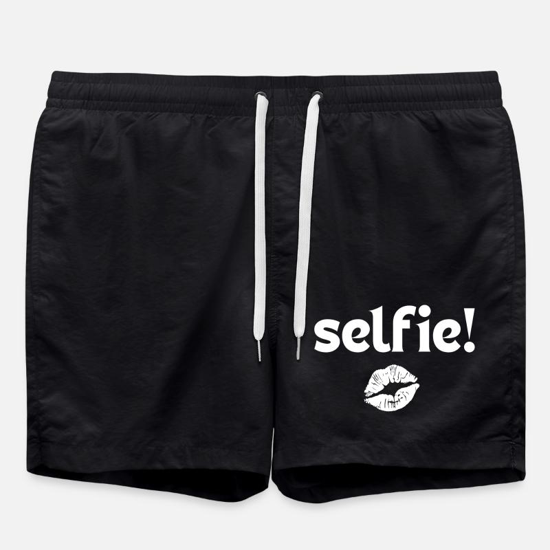 selfie, mobile, phone - Swim Trunks - black