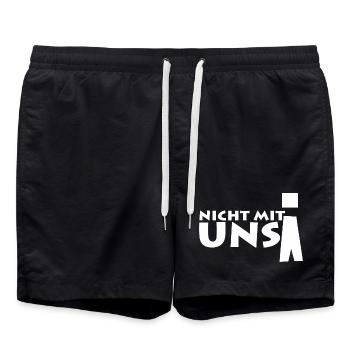 nicht mit uns! - Badeshorts - Schwarz - Vorne - AI Model Male 185 light (185cm)