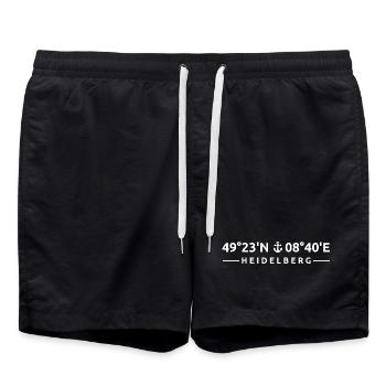 Heidelberg Koordinaten Design für Outdoor - Badeshorts - Schwarz - Vorne - AI Model Male 185 light (185cm)
