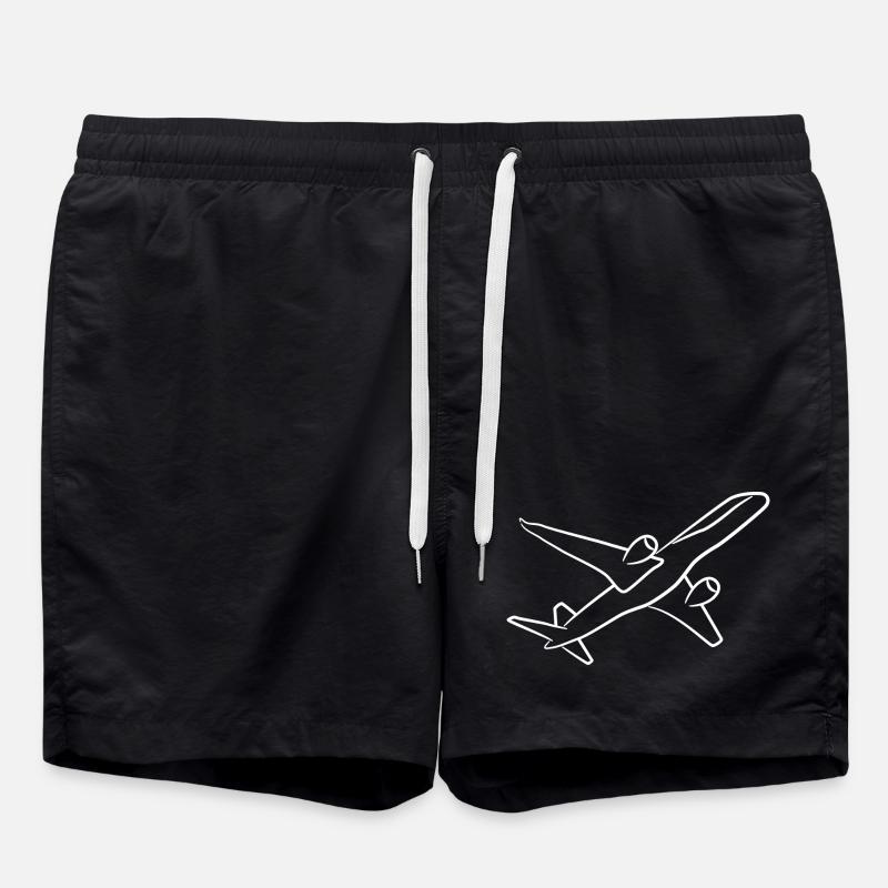 Airplane Sketch - Swim Trunks - black