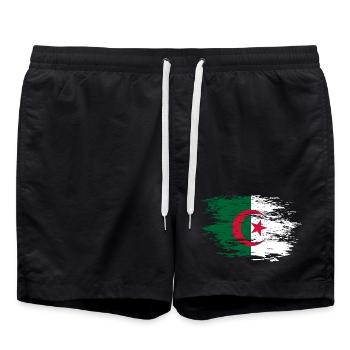 Algeria flag used - Swim Trunks - black - Front - AI Model Male 185 light (185cm)