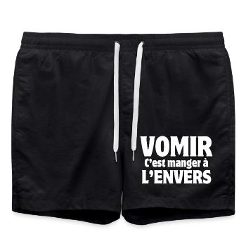 faire la fête, fête du bac, fiesta - Short de bain - noir - Devant - AI Model Male 185 light (185cm)