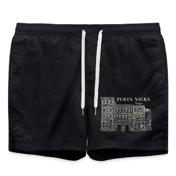 Trier, Porta Nigra World Heritage, Germany Drawing - Swim Trunks - black - Front - AI Model Male 185 light (185cm)
