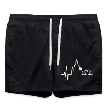 Herzschlag Frauenkirche Dresden Pulse Symbol Logo - Swim Trunks - black - Front - AI Model Male 185 light (185cm)