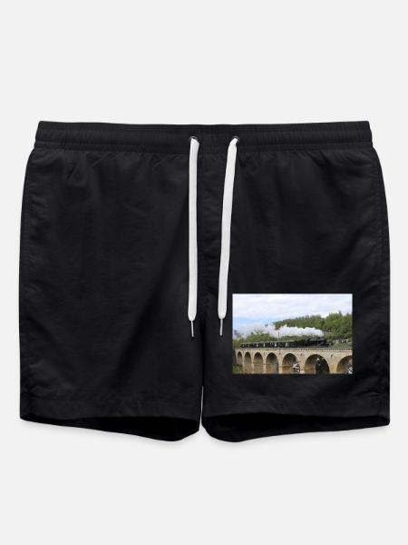 SBB locomotive on viaduct - Swim Trunks - black