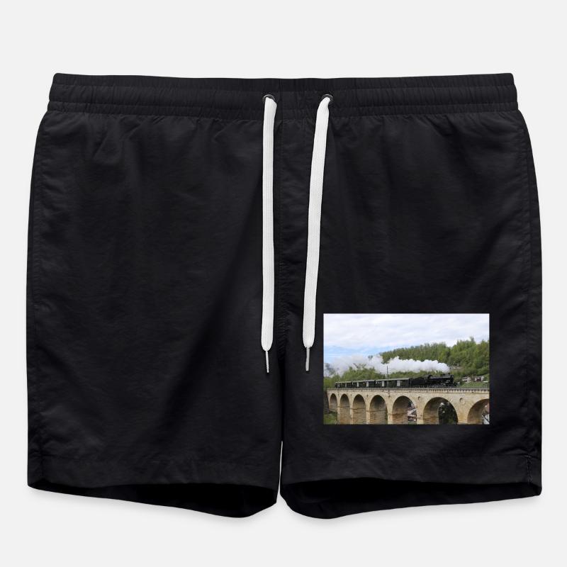 SBB locomotive on viaduct - Swim Trunks - black