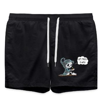 Skelett Hält Pflanze Hoffnung Neuentstehung Spruch - Badeshorts - Schwarz - Vorne - AI Model Male 185 light (185cm)