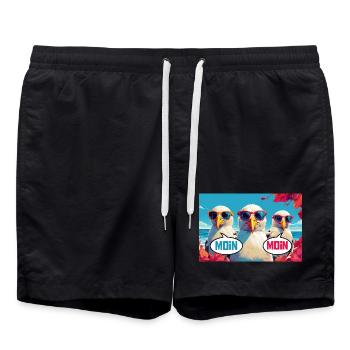 Moin Moin Möwen - Badeshorts - Schwarz - Vorne - AI Model Male 185 light (185cm)