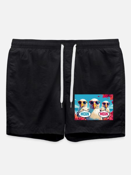 Moin Moin Möwen - Badeshorts - Schwarz