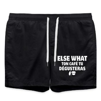 café, grain de café, pause café - Short de bain - noir - Devant - AI Model Male 185 light (185cm)