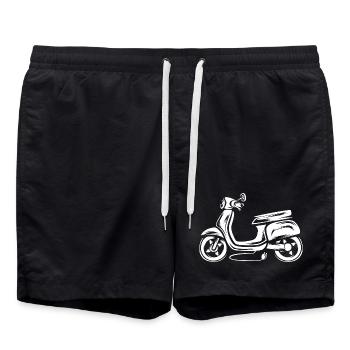 Electric Scooter Illustration - E Moped Driver - Swim Trunks - black - Front - AI Model Male 185 light (185cm)