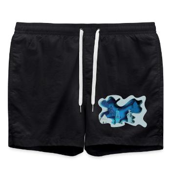 Moers city silhouette in hydrographic look - Swim Trunks - black - Front - AI Model Male 185 light (185cm)