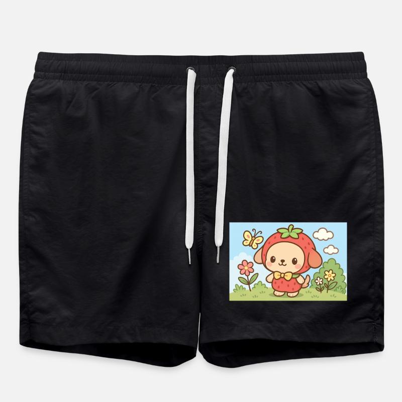 Erdbeer-Hunde-Charakter-Design - Badeshorts - Schwarz
