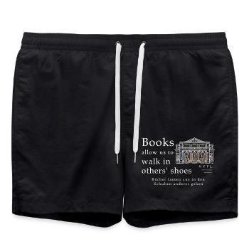 New York, Bibliothèque de dessin - Short de bain - noir - Devant - AI Model Male 185 light (185cm)