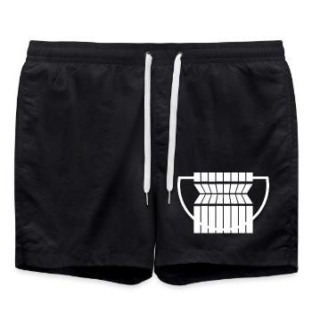 Abstract Geometric Pattern on Monochrome - Swim Trunks - black - Front - AI Model Male 185 light (185cm)