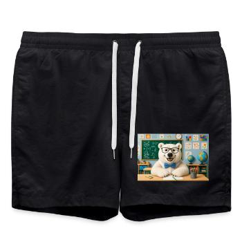 Cute Bear Scientist with Glasses - Swim Trunks - black - Front - AI Model Male 185 light (185cm)
