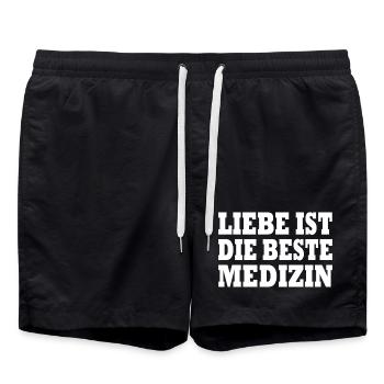 Love is the best medicine - Swim Trunks - black - Front - AI Model Male 185 light (185cm)