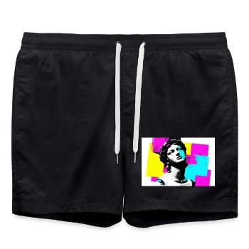 Künstlerisches Porträt im Pop-Art-Stil - Badeshorts - Schwarz - Vorne - AI Model Male 185 light (185cm)