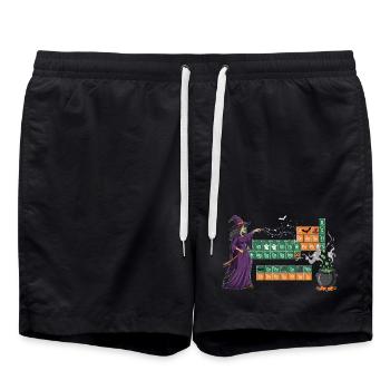 Enchanting Witch and Potion Themed Periodic Table - Swim Trunks - black - Front - AI Model Male 185 light (185cm)