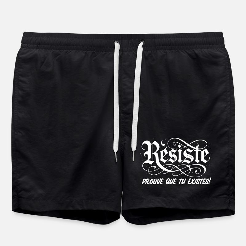 Retro Punk Resist Message - Swim Trunks - black