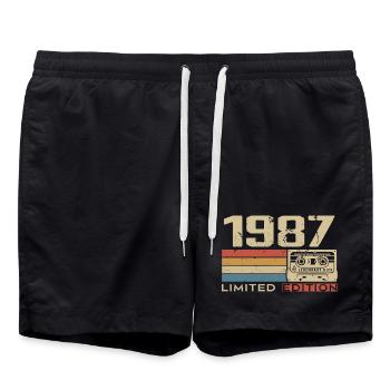 Légendes 1987 Millésime 1987 Jubilé 1987 vintage  - Short de bain - noir - Devant - AI Model Male 185 light (185cm)