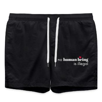 Kein Mensch ist illegal - Badeshorts - Schwarz - Vorne - AI Model Male 185 light (185cm)
