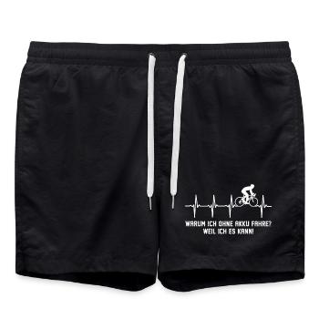 Warum ich ohne Akku fahre Fahrrad Rennrad  - Badeshorts - Schwarz - Vorne - AI Model Male 185 light (185cm)